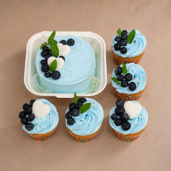 Blue Blueberry Bento Cake & Cupcakes Set