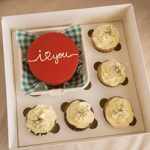 I Love You Red Bento Cake with Cupcakes Gift Box