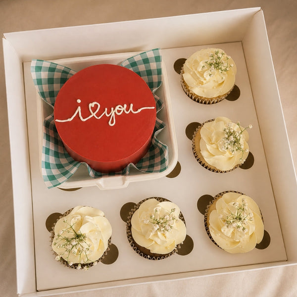 I Love You Red Bento Cake with Cupcakes Gift Box