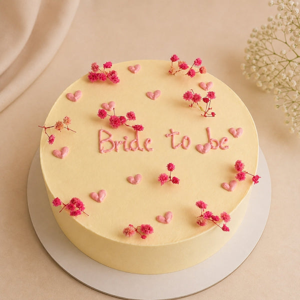 Bride to Be Yellow Blossom Heart Cake