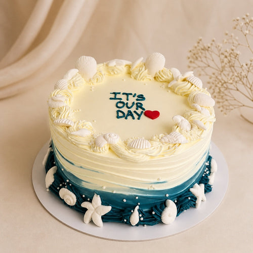 It's Our Day Ocean Theme Anniversary Cake