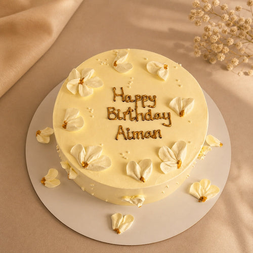 Happy Birthday Magnolia Petal Floral Cake