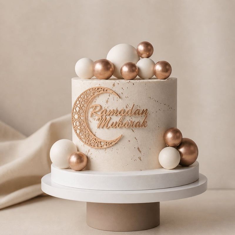 Ramadan Mubarak Gold Crescent Moon Sphere Cake