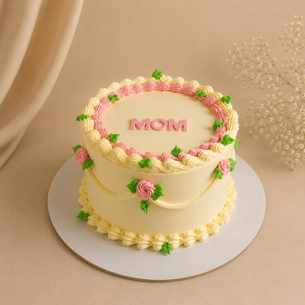 MOM Vintage Buttercream Birthday Cake