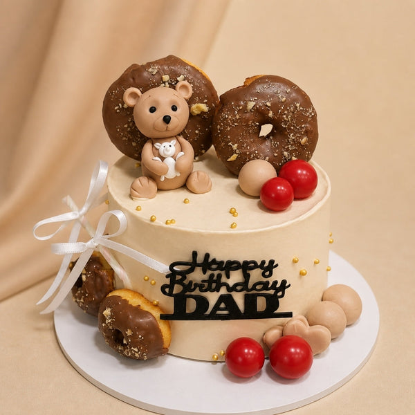 Happy Birthday Dad Donut & Teddy Cake