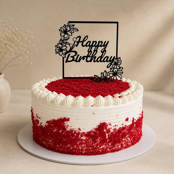Red Velvet Floral Birthday Cake