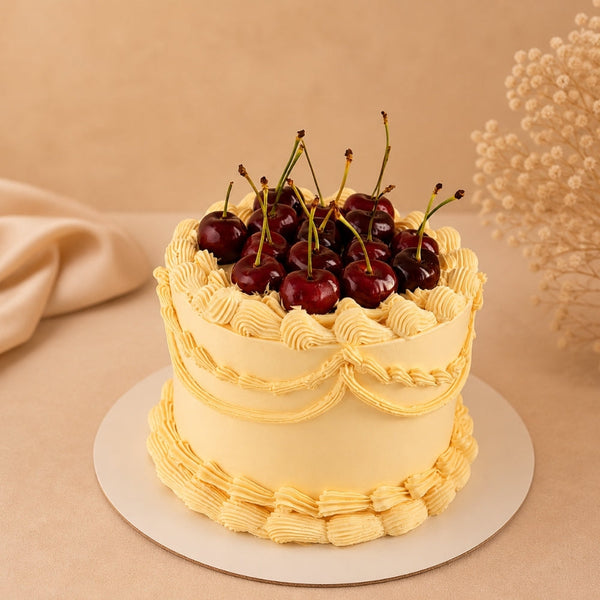 Butterscotch Cherry Cream Birthday Cake