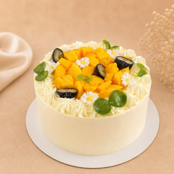 Mango & Blueberry Floral Cream Cake