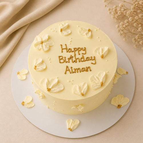 Yellow Floral Petal Birthday Cake