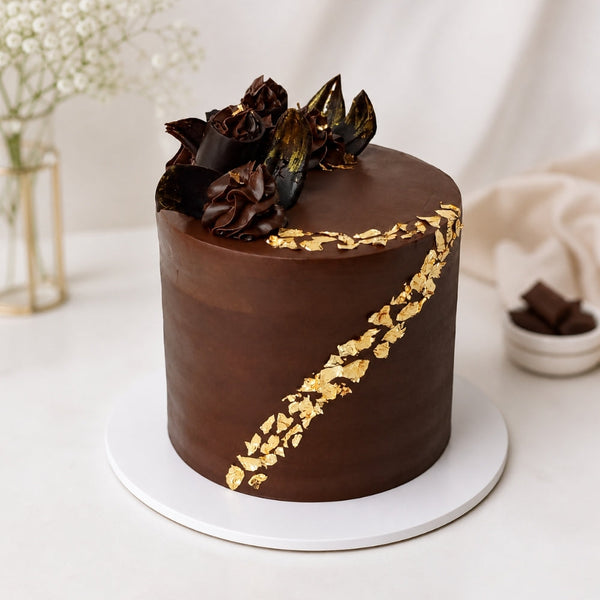 Dark Chocolate Gold Leaf Luxury Cake