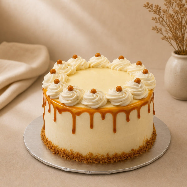 Classic Caramel Drip Cream Birthday Cake