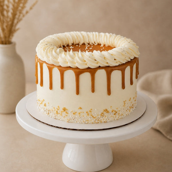 Caramel Drip Rope-Twist Border Birthday Cake