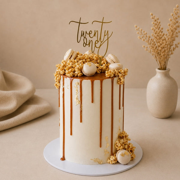 Caramel Popcorn Macaron "Twenty One" Birthday Cake