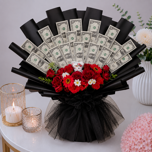 Luxury Dollar Bouquet Flowers Roses and Toy