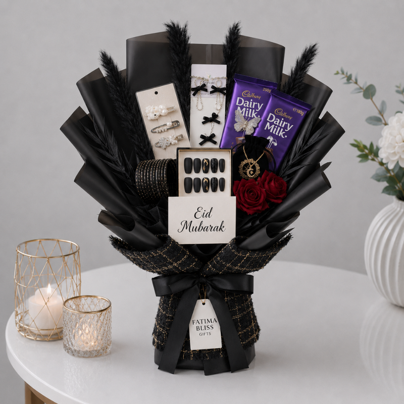 Eid Mubarak Black Accessories Chocolate Bouquet