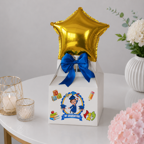 My Graduation Star Balloon Gift Box Blue Ribbon
