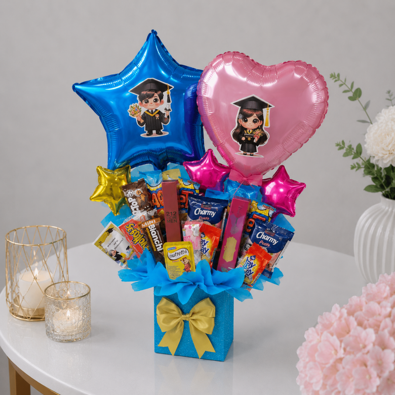 Graduation Celebration Snacks and Balloon Gift Box