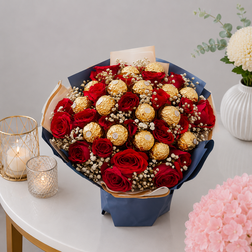 Grand Artificial Red Rose Ferrero Rocher Luxury Bouquet
