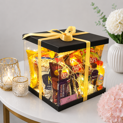Premium Snacks Gift Box with Fairy Lights