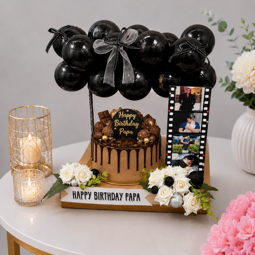Happy Birthday Papa Chocolate Cake with Film Photo Frame
