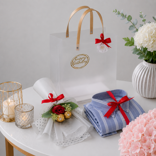 Happy Birthday Gift Bag with Shirt and Rose Chocolates