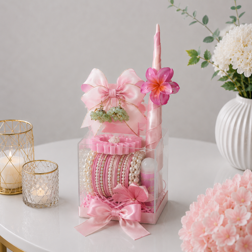 Pink Pearl Bangle Clear Accessories Gift Box