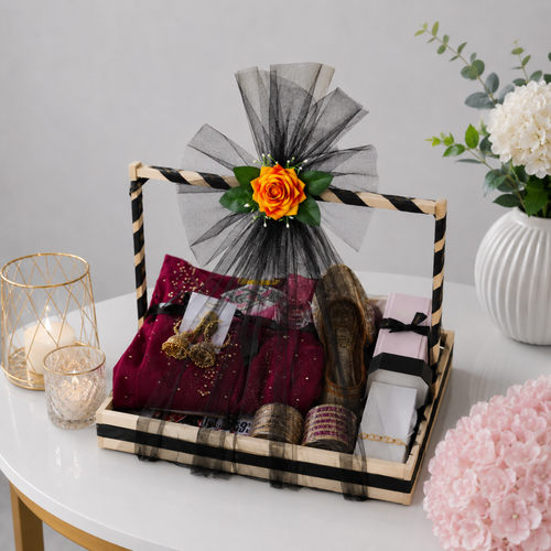 Bridal Embroidered Accessories Luxury Gift Tray Basket