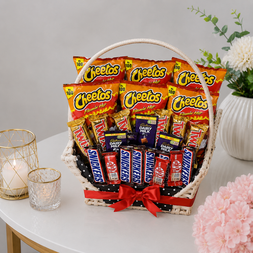 Cheetos Flamin Hot and Chocolate Lovers Gift Basket