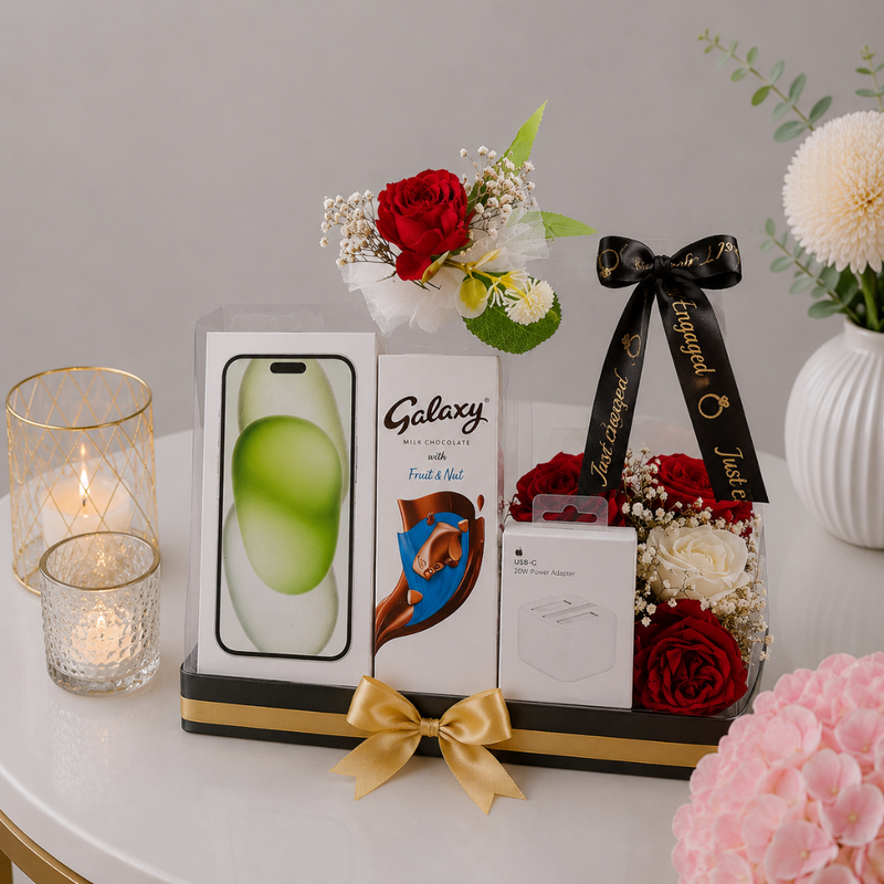 Just Engaged iPhone and Chocolate Accessories Gift Box