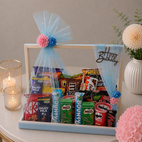 Happy Birthday Snacks and Chocolates Gift Basket