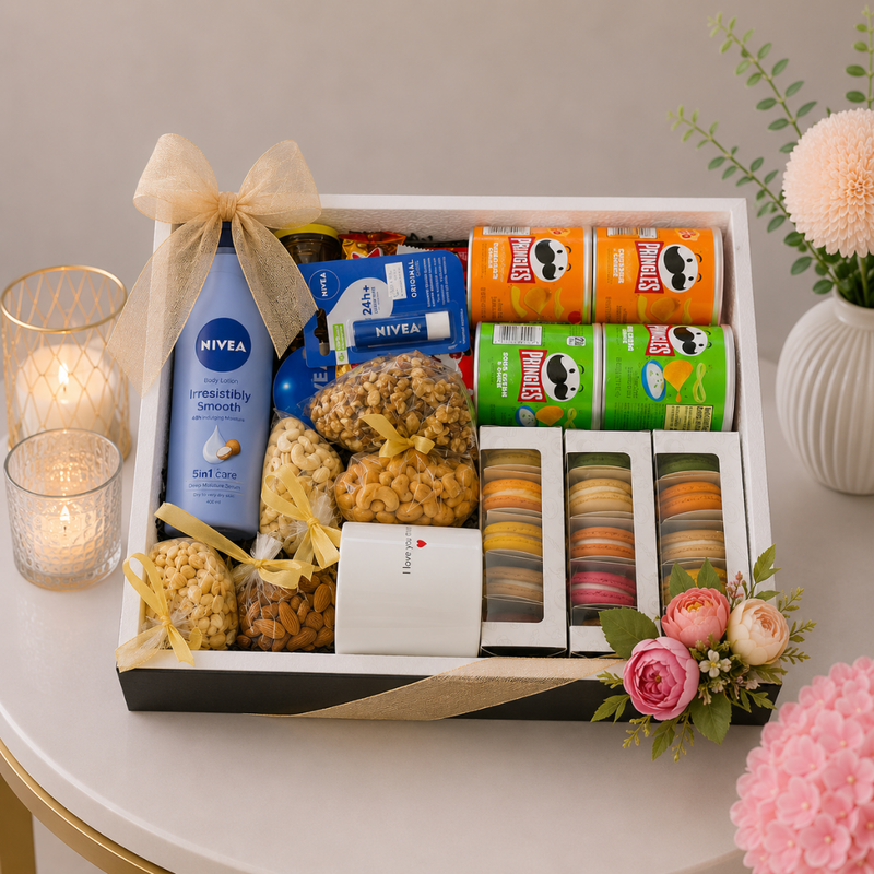 NIVEA Macarons and Pringles Premium Pamper Gift Box