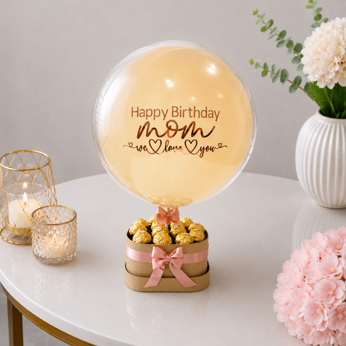 Happy Birthday Mom Personalised Balloon and Chocolate Box