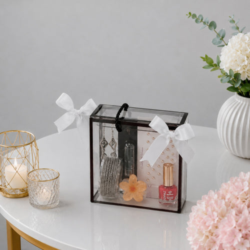 Ladies Accessories Mini Gift Box with Bangles Earrings Nail Polish Perfume Roller Hair beads and clutcher
