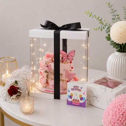 Birthday Cake Transparent LED Gift Display Box