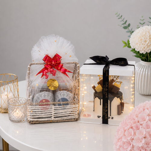 Birthday Wicker Snack Basket and Cake Display Set