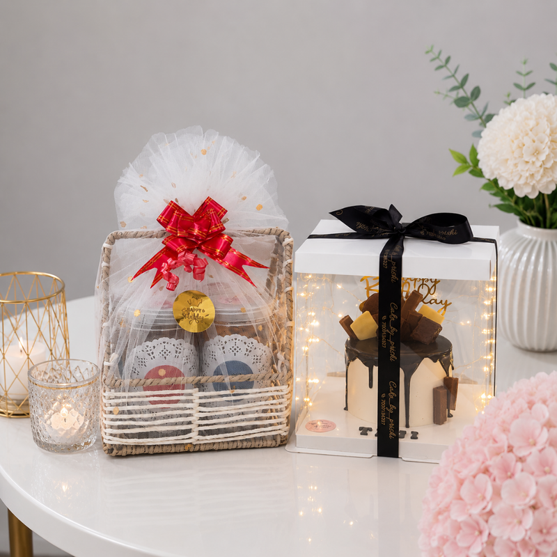 Birthday Wicker Snack Basket and Cake Display Set