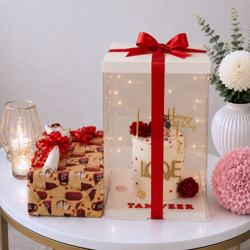 LOVE Birthday Cake Box with Snack Gift Bundle