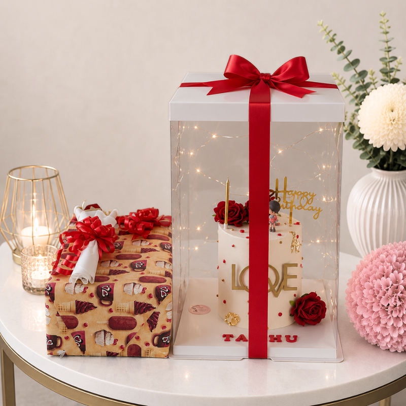 LOVE Birthday Cake Box with Snack Gift Bundle