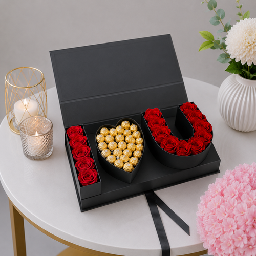 I Love You Black Box Red Roses Ferrero Rocher
