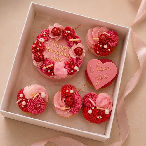 Valentine's Day Cake & Cupcakes Gift Box Set