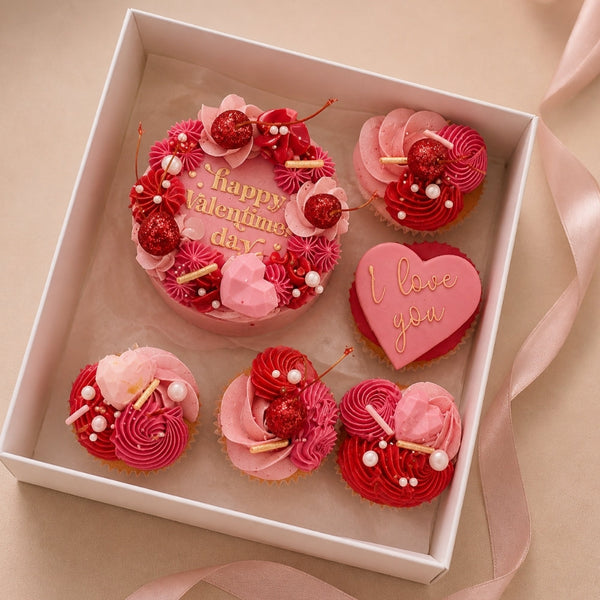 Valentine's Day Cake & Cupcakes Gift Box Set