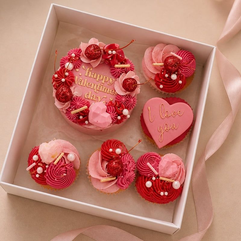 Valentine's Day Cake & Cupcakes Gift Box Set