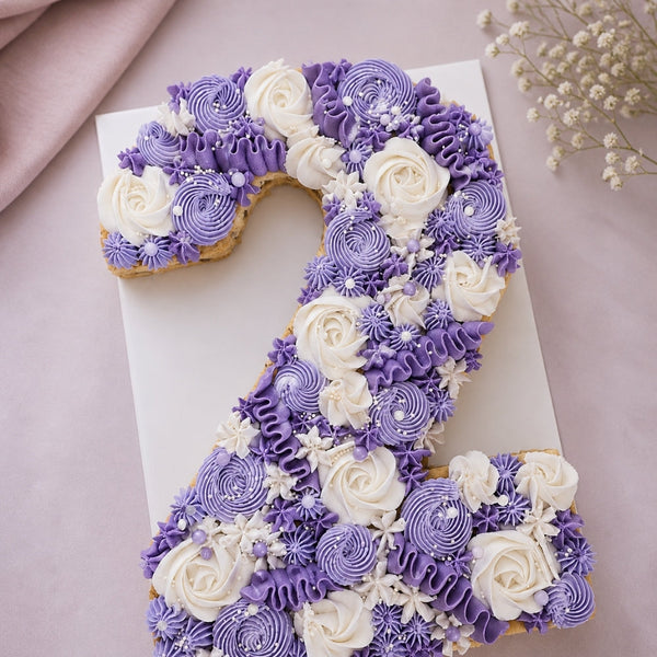 Number 2 Purple & White Rosette Birthday Cake