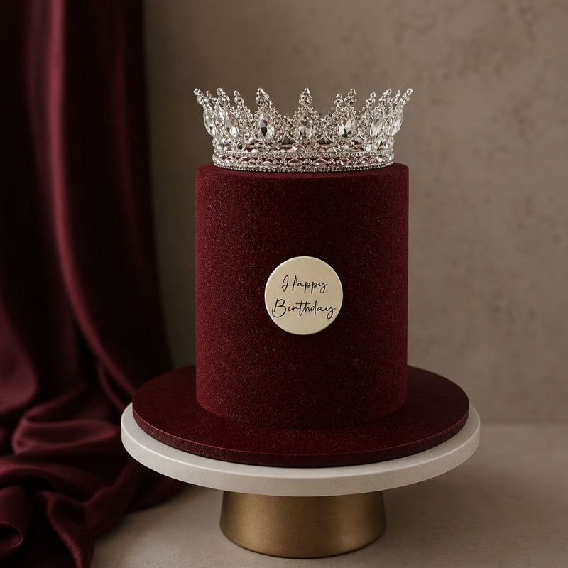 Burgundy Velvet Crown Birthday Cake