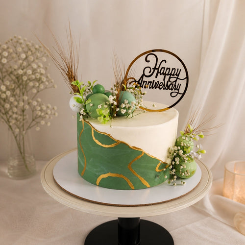 Green Marble Gold Anniversary Cake