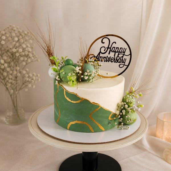 Green Marble Gold Anniversary Cake