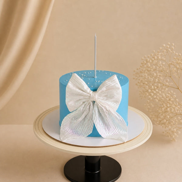 Blue Pearl Iridescent Bow Birthday Cake