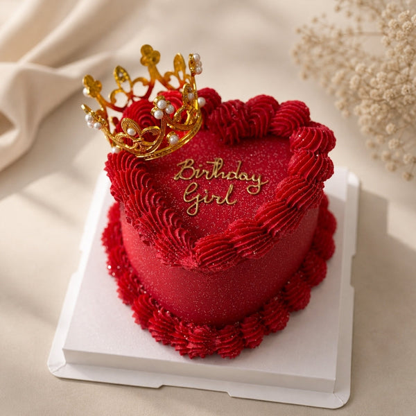 Birthday Girl Heart Cake with Gold Crown