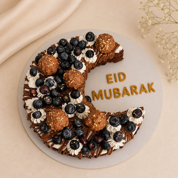 Eid Mubarak Crescent Moon Chocolate Blueberry Cake