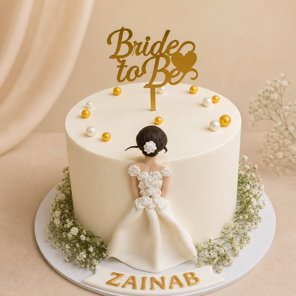 Bride to Be Fondant Bride Figure Pearl Cake